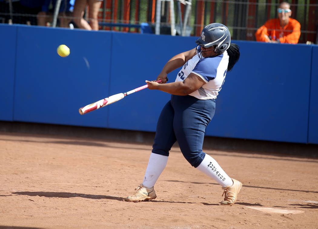 Shadow Ridge's Alyssa Stanley (22) hits against Coronado in their Class 4A state championship w ...