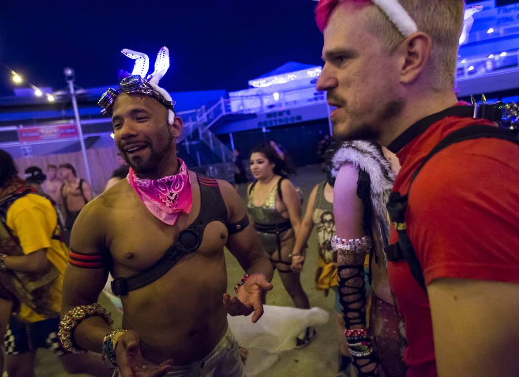 Andrew, left, and Ray H. during the second day of the Electric Daisy Carnival at the Las Vegas ...