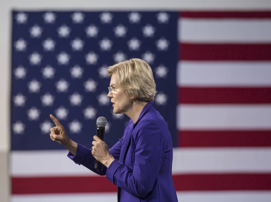 Democratic presidential candidate Sen. Elizabeth Warren, D-Mass., speaks during “Nationa ...