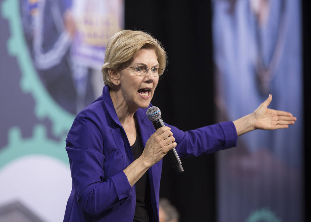 Democratic presidential candidate Sen. Elizabeth Warren, D-Mass., speaks during “Nationa ...