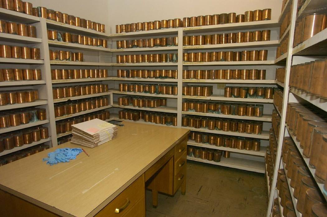 FILE - This April 19, 2012, file photo, shows copper canisters holding ashes of some of the tho ...