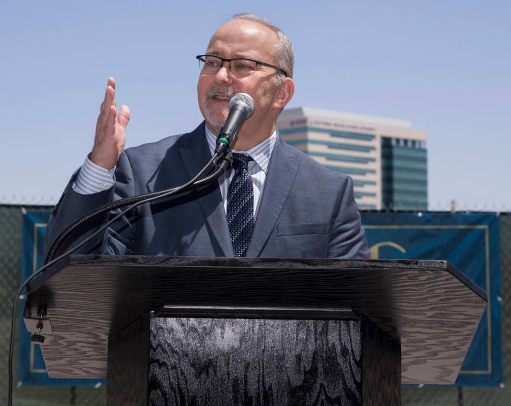 Myron Martin, President and CEO of The Smith Center for the Performing Arts, speaks during a gr ...