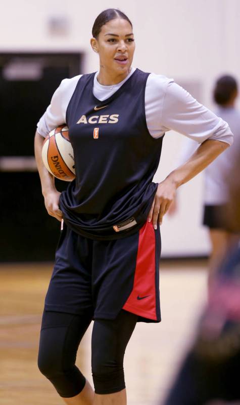 Aces center Liz Cambage during practice at the Cox Pavilion in Las Vegas Tuesday, May 21, 2019. ...