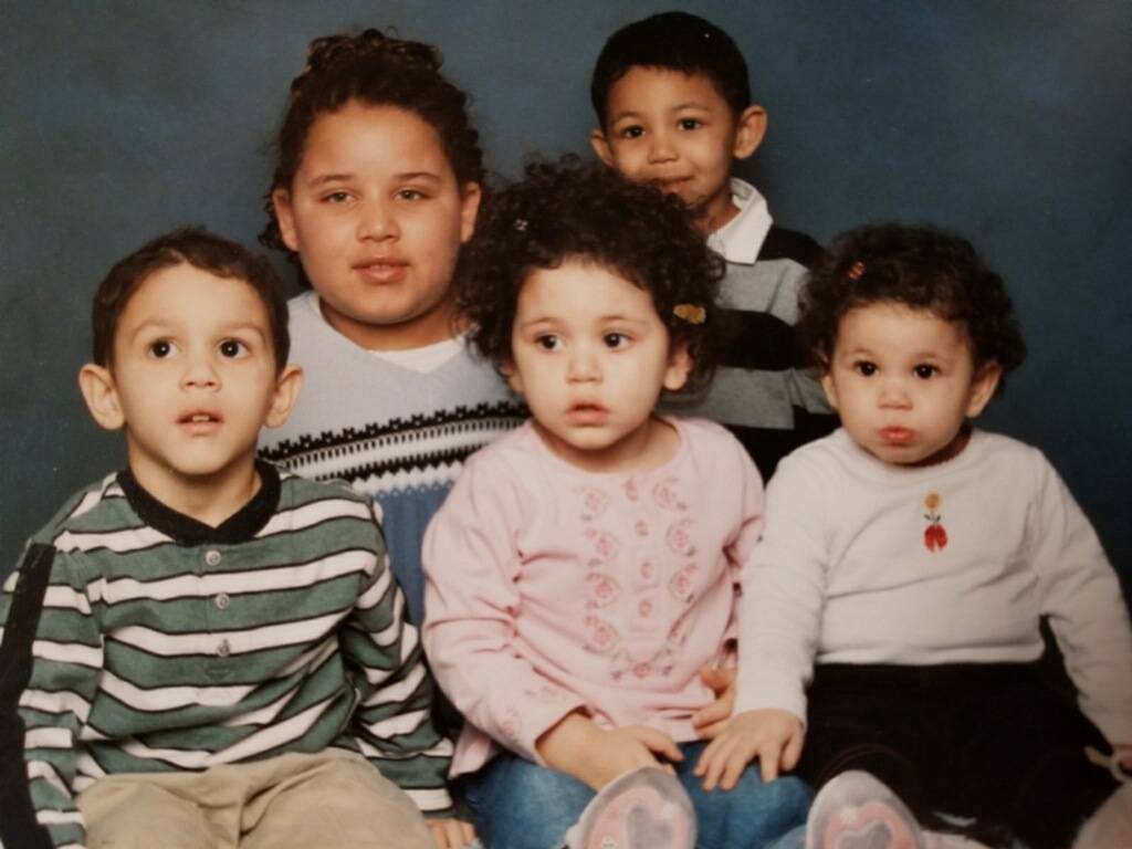 Michael Sigler, left, as a child with his two sisters and two brothers. Sigler was critically i ...