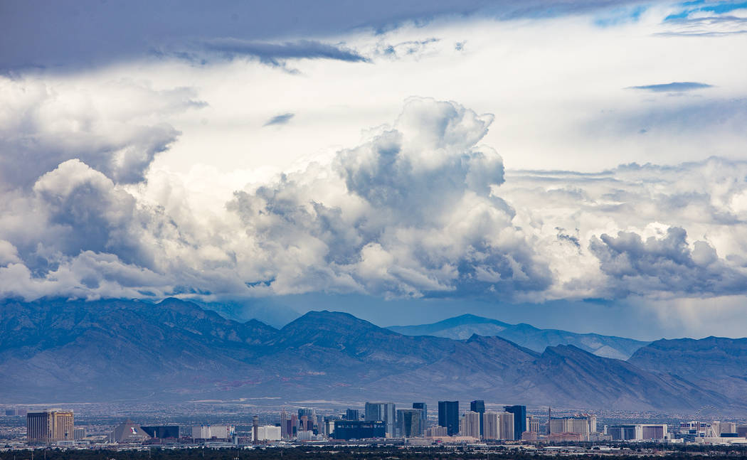 A view from Henderson of the Strip with cloud cover, Wednesday, May 22, 2019. There are chances ...