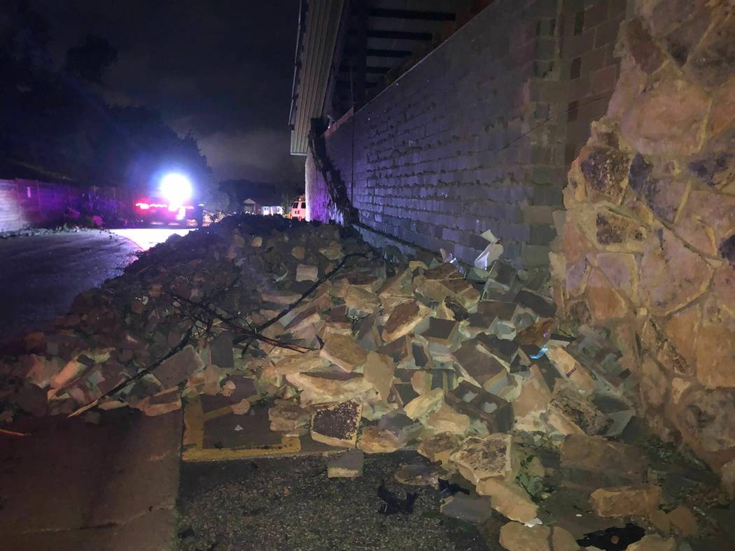 A wall is collapsed in Jefferson City, Missouri on Thursday May 23, 2019. The U.S. National Wea ...