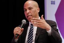 In a April 24, 2019 file photo, Democratic presidential candidate Sen. Cory Booker, D-N.J., ans ...