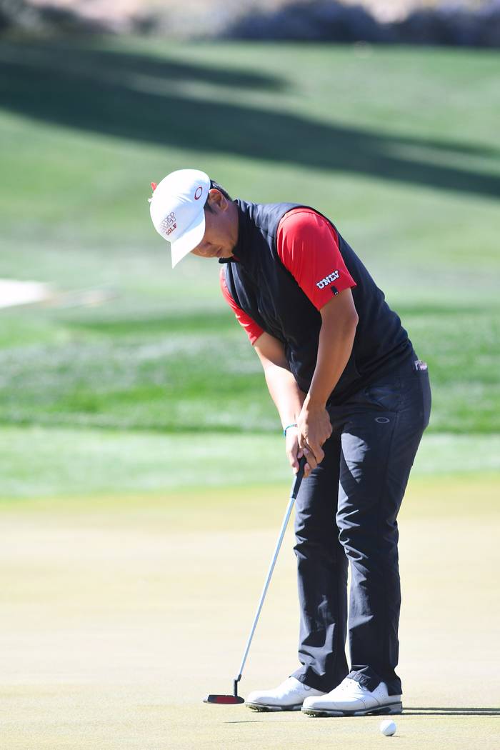 UNLV's Justin Kim competes in the Southern Highlands Collegiate golf tournament in March. (Phot ...
