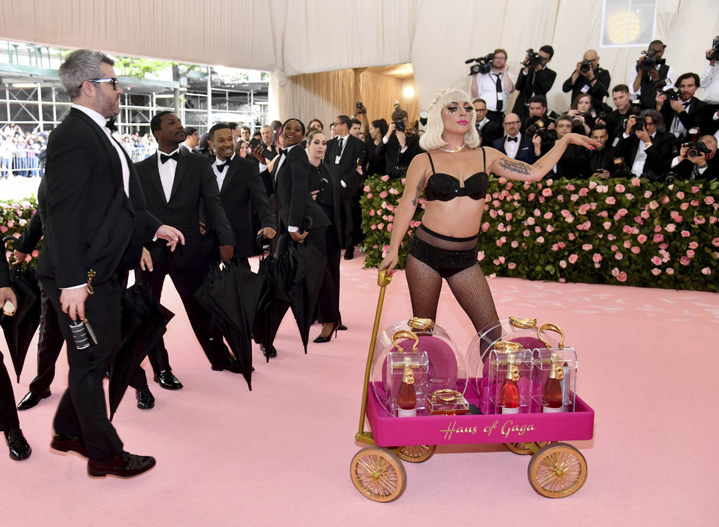 Brandon Maxwell, left, and Lady Gaga attend The Metropolitan Museum of Art's Costume Institute ...