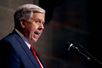 In this Jan. 16, 2019, file photo, Missouri Gov. Mike Parson delivers his State of the State ad ...