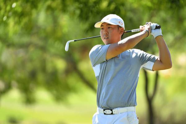 UNLV's Justin Kim hits a shot during the second round of the NCAA regional at TPC of Myrtle Bea ...