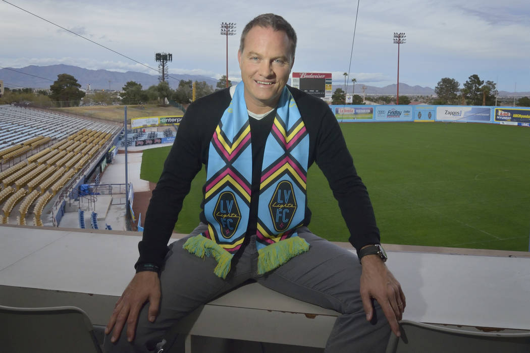 Las Vegas Lights FC head coach Eric Wynalda is shown at Cashman Field at 850 N. Las Vegas Blvd. ...