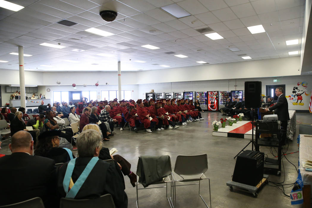 Inmates graduate from the Youthful Offender Program and Adult High School at the High Desert St ...