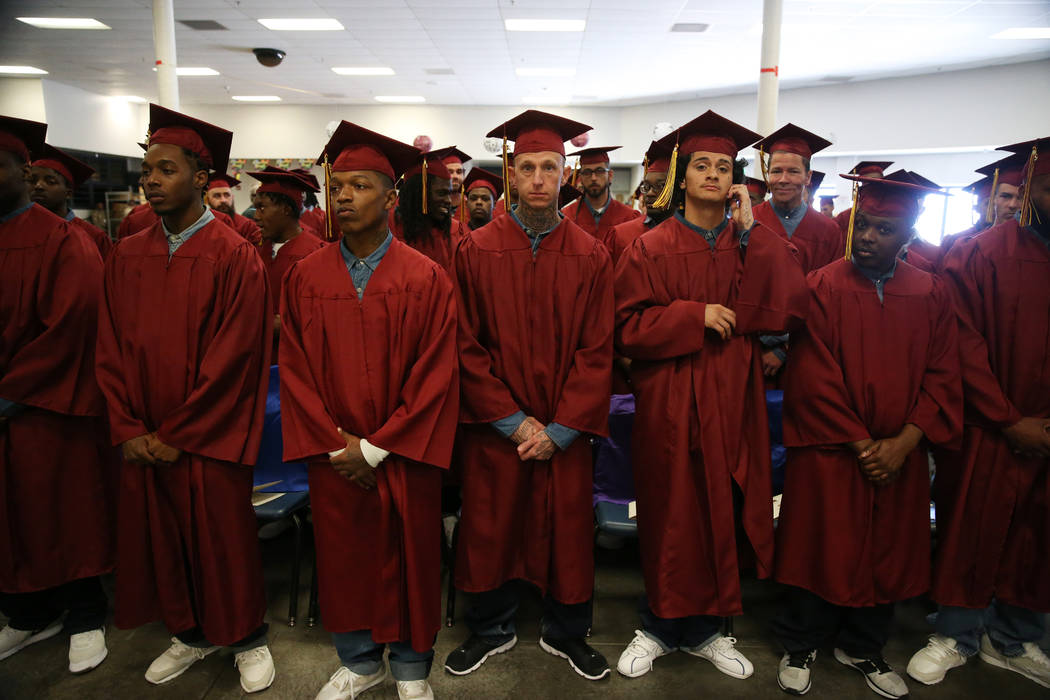 Inmates attend their graduation from the Youthful offender Program and Adult High School at the ...