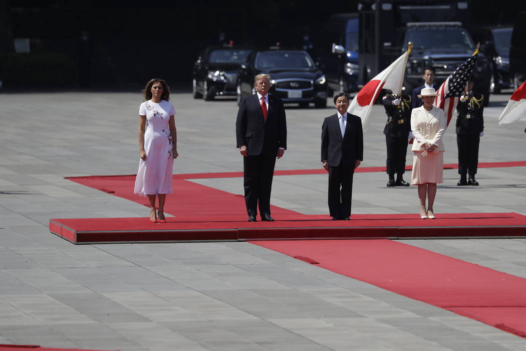 President Donald Trump and first lady Melania Trump participate with Japanese Emperor Naruhito ...