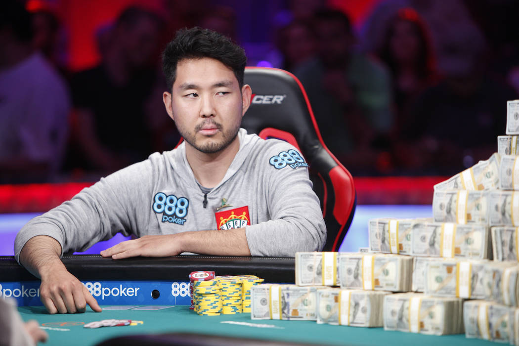 John Cynn on day three of the main event final table at the World Series of Poker tournament at ...