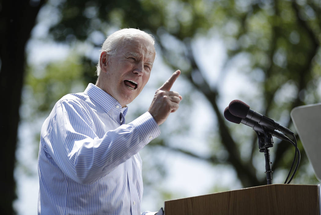 In this May 18, 2019, file photo, Democratic presidential candidate, former Vice President Joe ...