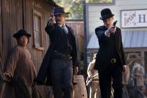 Timothy Olyphant, left, and John Hawkes in "Deadwood: The Movie." (Warrick Page/HBO)