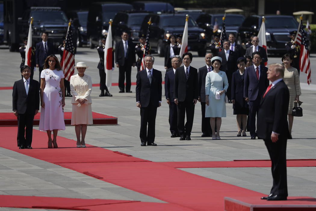 President Donald Trump and first lady Melania Trump participate with Japanese Emperor Naruhito ...