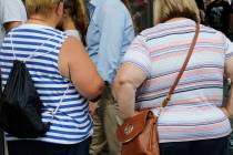 An Aug. 16, 2016, file photo shows two overweight women in New York. On Tuesday, May 28, 2019, ...