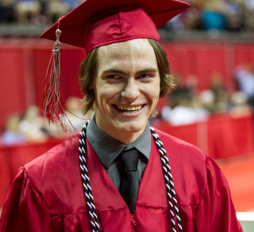 Daxton Beck, the son of slain Las Vegas police officer Alyn Beck, during his graduation ceremon ...