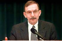FILE - In this May 1, 1998, file photo, U.S. District Judge Richard Matsch speaks to a Law Day ...
