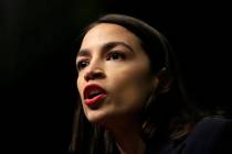 File - In this April 5 2019, file photo, Rep. Alexandria Ocasio-Cortez, D-N.Y., speaks during t ...