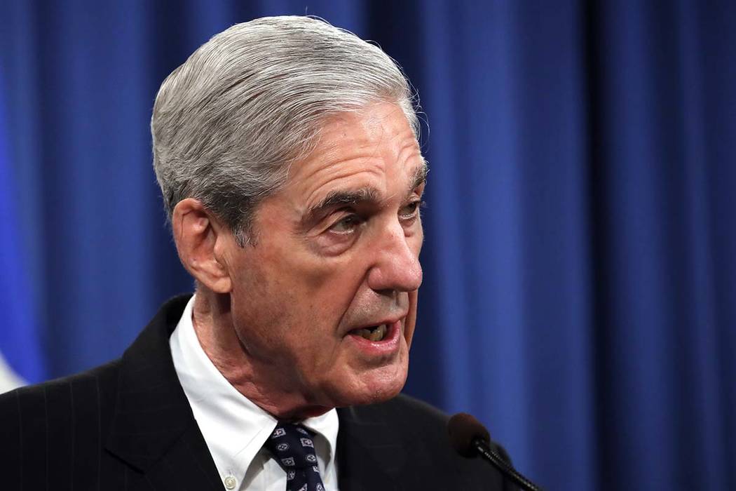 Special counsel Robert Muller speaks at the Department of Justice Wednesday, May 29, 2019, in W ...