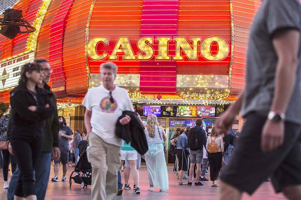 Fremont Street in downtown Las Vegas. (Benjamin Hager Review-Journal) @BenjaminHphoto