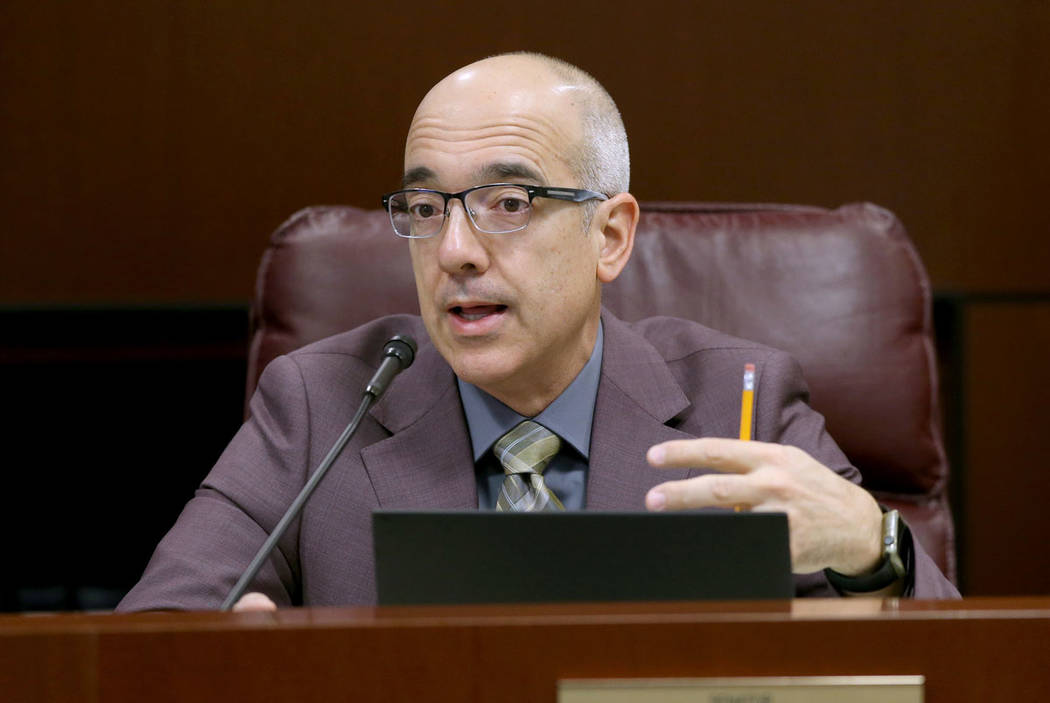 Sen. Mo Denis, D-Las Vegas, asks a question during a Finance Committee meeting in the Legislati ...