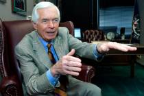 U.S. Sen. Thad Cochran, R-Miss., speaks Aug. 24, 2005, to a reporter in Jackson, Miss. Cochran, ...