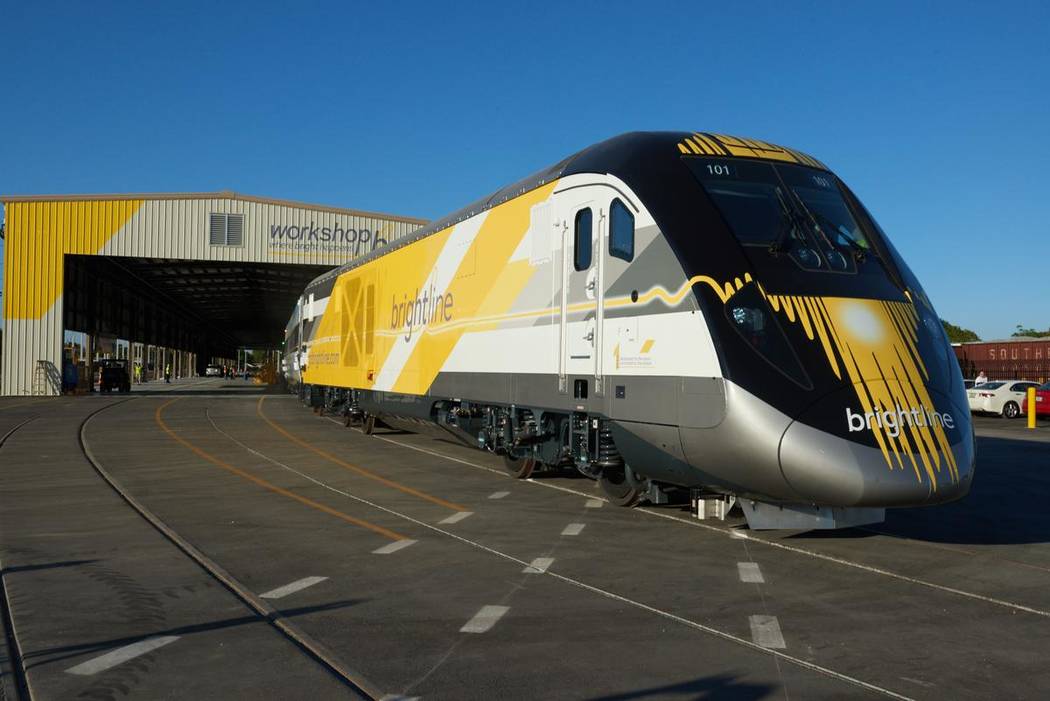 An exterior shot of a Brightline high-speed rail line. (Brightline)