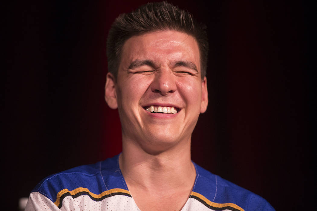 “Jeopardy!” champion James Holzhauer shares a laugh with the crowd during a seminar at the ...