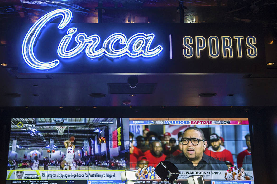 The new sportsbook at Golden Gate on Friday, May 31, 2019, in Las Vegas. (Benjamin Hager/Las Ve ...