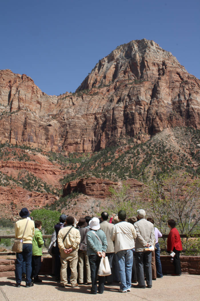 Visitors take in the views from the Zion Human History Museum. (Deborah Wall/Las Vegas Review-J ...
