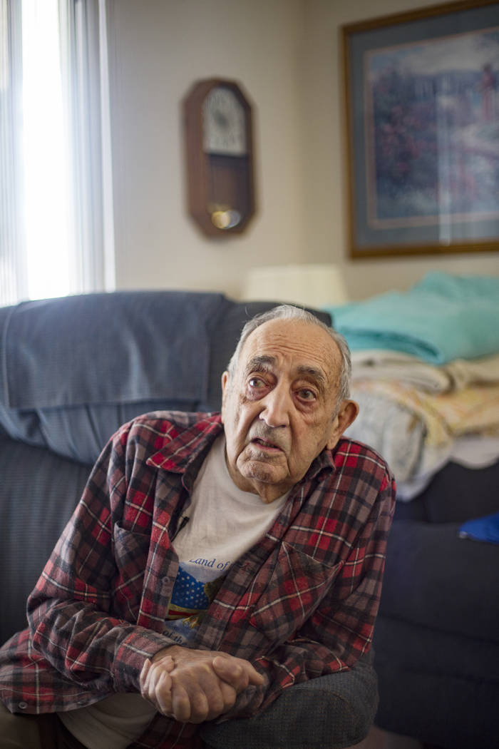 Onofrio "No-No" Zicari, 96, speaks to the Review-Journal at his home in Las Vegas, Th ...
