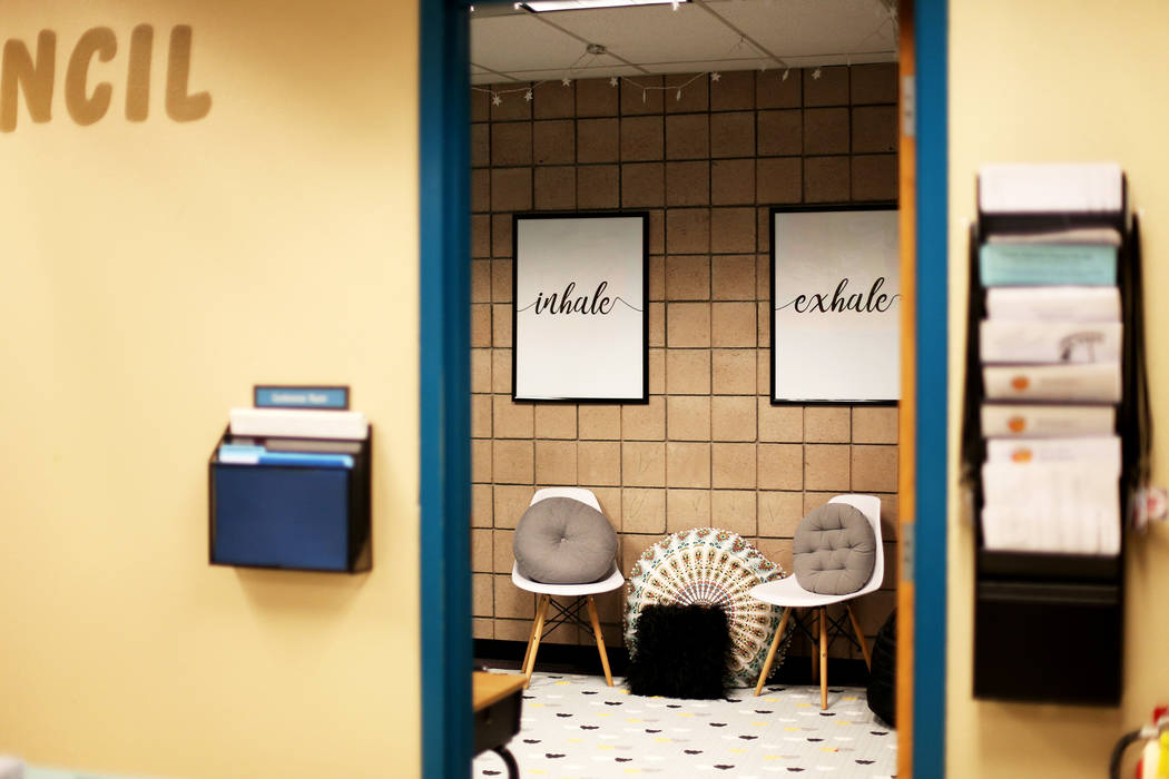 A "calming room" at Pershing County Elementary School in Lovelock, Nev., Monday, Apri ...