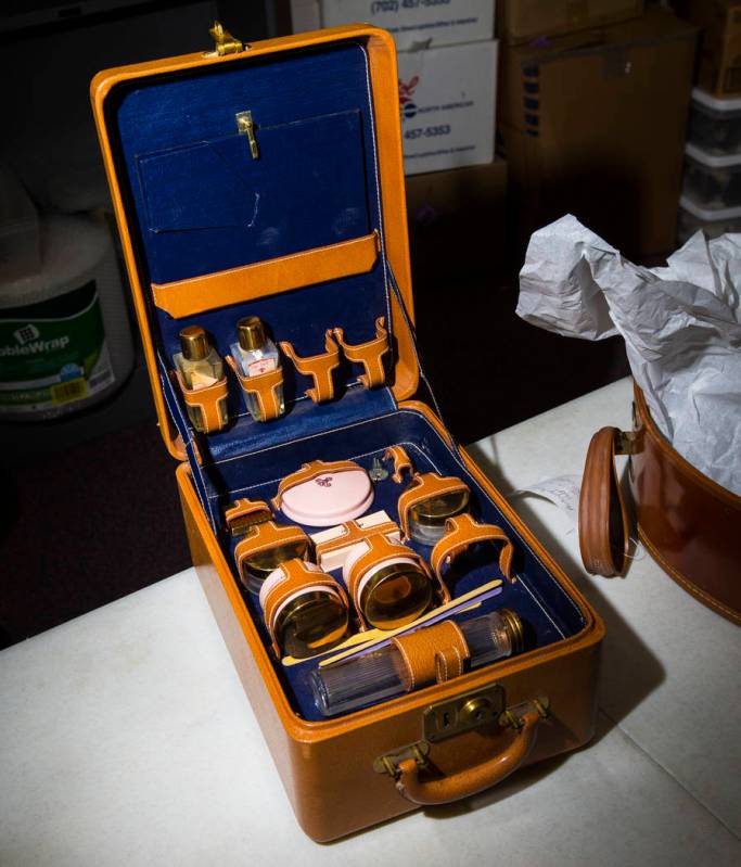 Clara Bow's makeup kit, from Walking Box Ranch in Searchlight, is seen at UNLV's Paradise campu ...