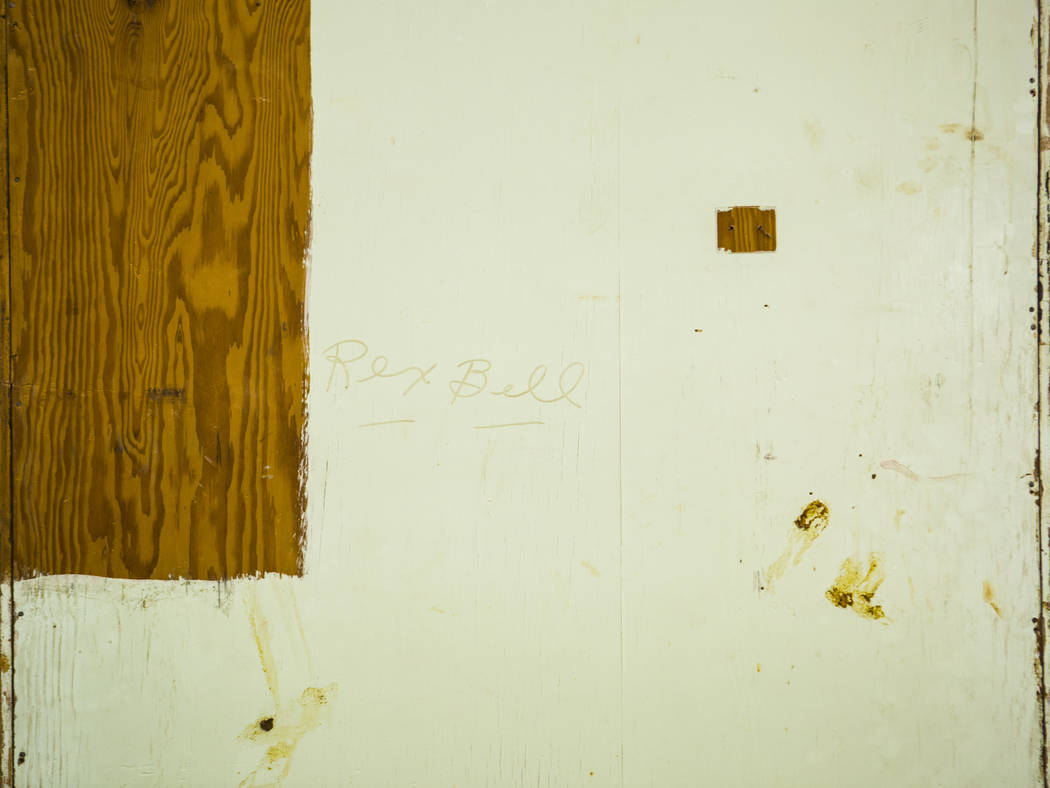 Rex Bell's name is seen on the back of a cabinet from Walking Box Ranch, in Searchlight, at UNL ...