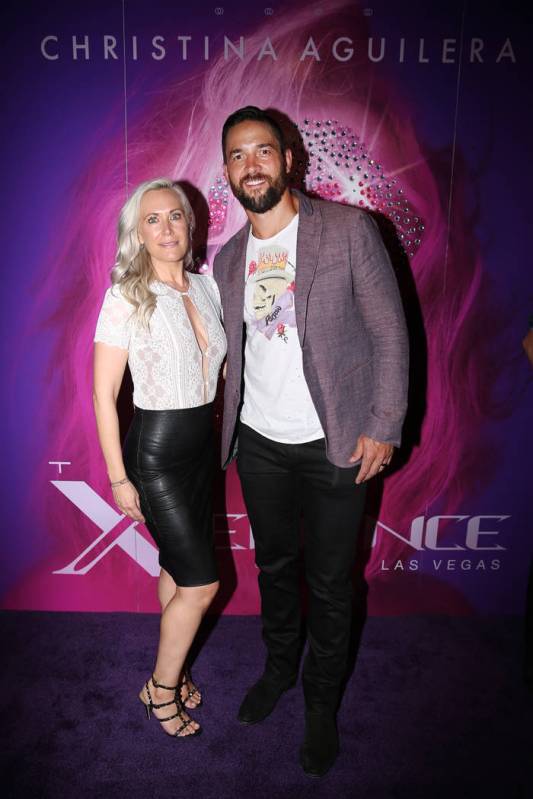 Deryk Engelland, right, with his wife Melissa, on the red carpet for the grand opening of Chris ...