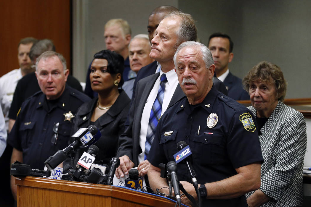 Virginia Beach Police Chief James Cervera speaks at a news conference on a shooting at a munici ...