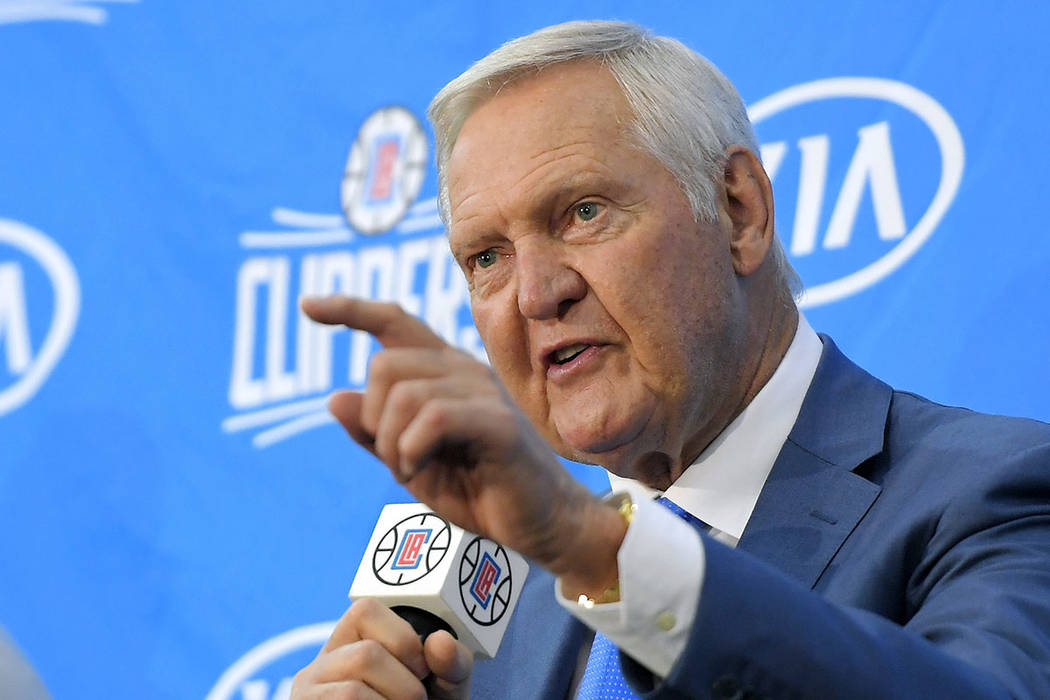 FILE - In this Monday, June 19, 2017, file photo, Jerry West speaks during a news conference to ...