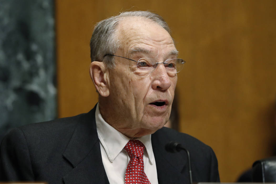 FILE - In this Feb. 26, 2019, file photo, Sen. Chuck Grassley, R-Iowa, chairman of the Senate F ...