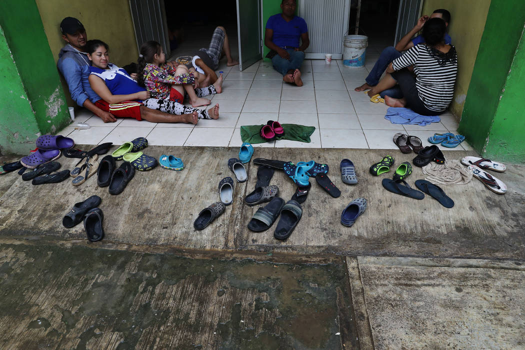 Central American migrants rest in the shelter "Jesus del Buen Pastor del Pobre y el Migran ...