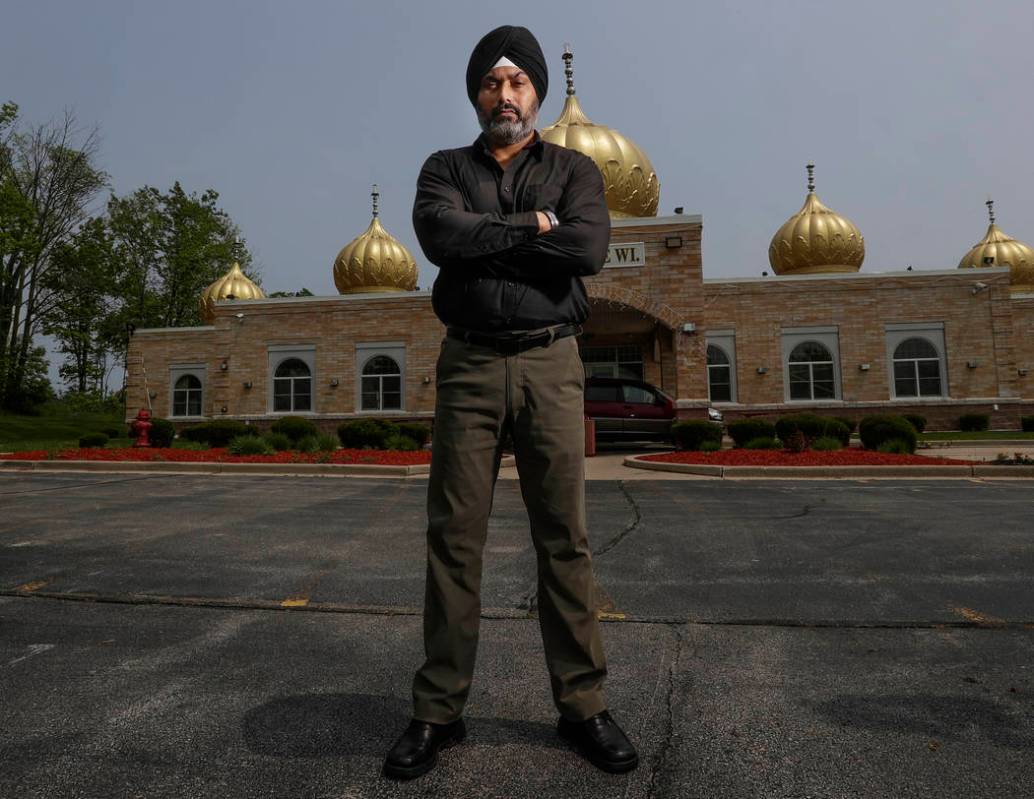 In this Saturday, June 1, 2019 photo, Pardeep Singh Kaleka poses for a portrait outside the Sik ...