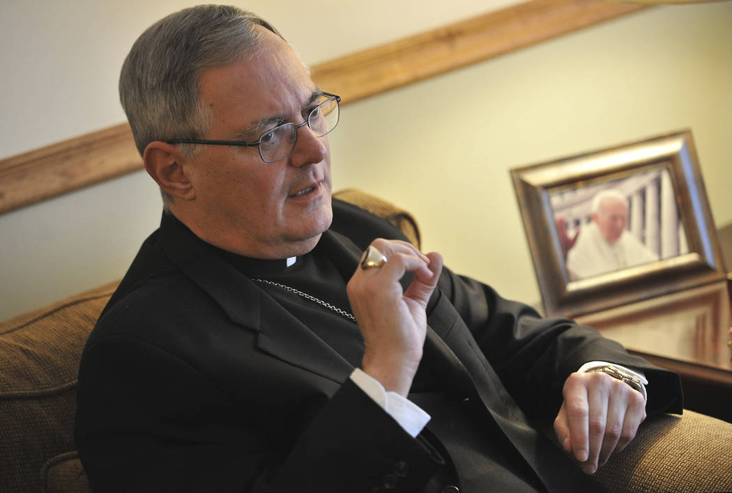 FILE - In this Nov. 22, 2009 file photo, Roman Catholic Bishop Thomas Tobin speaks to a reporte ...