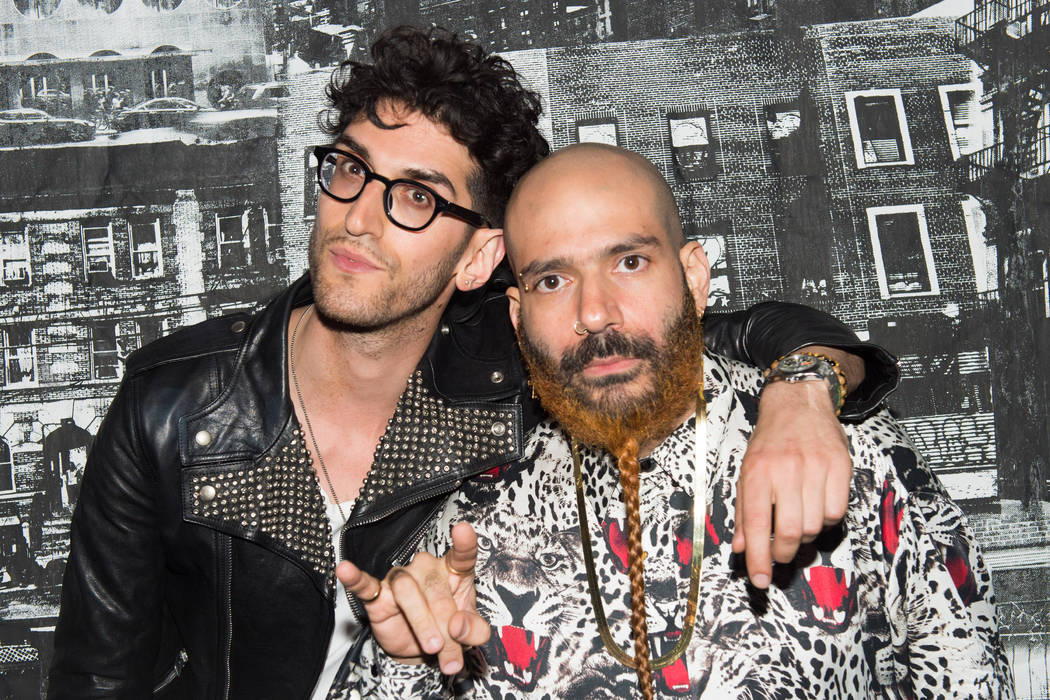 Music group Chromeo poses for a photo backstage at Rumsey Playfield in Central Park on Friday, ...