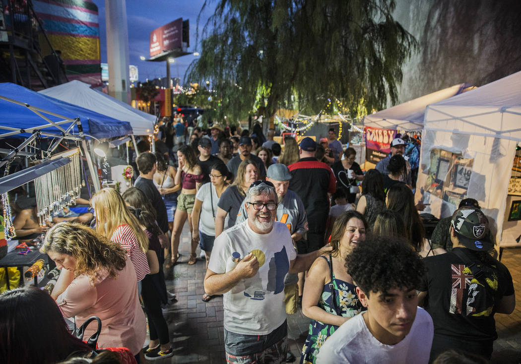 The streets in the Arts District are packed during First Friday's "Beat Street" event ...