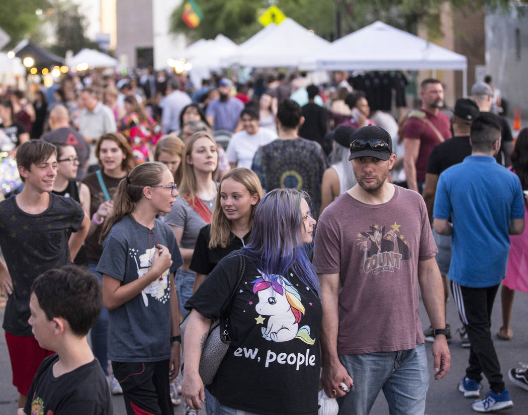 The streets in the Arts District are packed during First Friday's "Beat Street" event ...