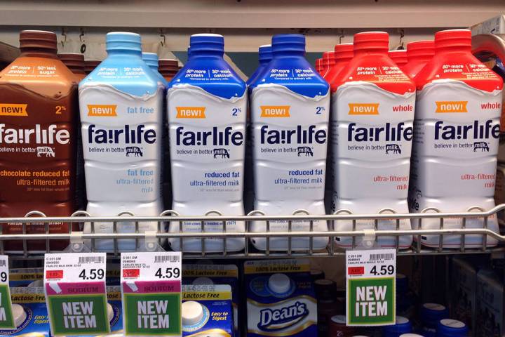 In this Friday, Jan. 23, 2015 photo, Fairlife milk products appear on display in the dairy sect ...